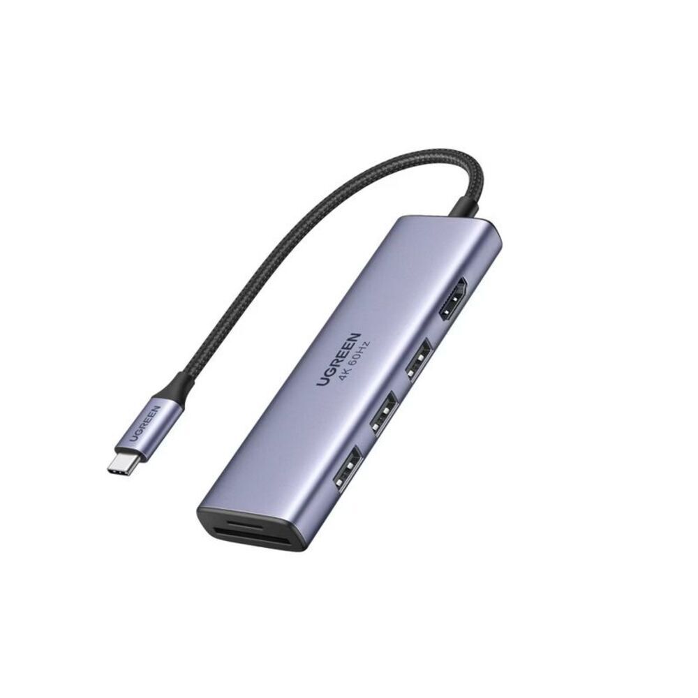 UGREEN -  6-in-1 Type C to HDMI +USB 3.0*3 SD/TF Adap Green